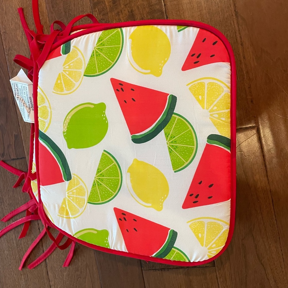 Summer chair cushions, set of 8 with watermelons, lemons and limes.